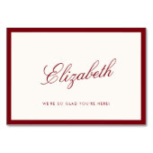 Klassieke kalligrafie Deep Red Old Money Place Car Kaart (Voorkant)