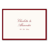 Klassieke kalligrafie Deep Red Old Money Place Car Kaart (Achterkant)