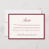 Klassieke kalligrafie Deep Red Old Money RSVP Kaart (Voorkant)