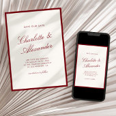 Klassieke kalligrafie Deep Red Old Money Save The Date