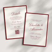 Klassieke kalligrafie Deep Red Old Money Wedding Kaart