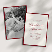 Klassieke kalligrafie Deep Red Old Money Wedding Kaart