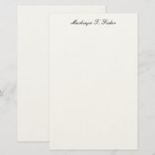 Klassieke kalligrafie Elegant Eenvoudig Zwart & Wi Briefpapier (Voorkant / Achterkant)