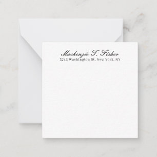 Klassieke kalligrafie Elegant Eenvoudig Zwart & Wi Notitiekaartje