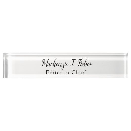 Klassieke Kalligrafie Elegant Gewoon Eenvoudig Wit Naambordje (Voorkant)