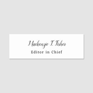 Klassieke Kalligrafie Elegant Gewoon Eenvoudig Wit Naamplaatje