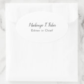 Klassieke Kalligrafie Elegant Gewoon Eenvoudig Wit Ovale Sticker (Tas)