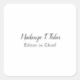 Klassieke Kalligrafie Elegant Gewoon Eenvoudig Wit Vierkante Sticker