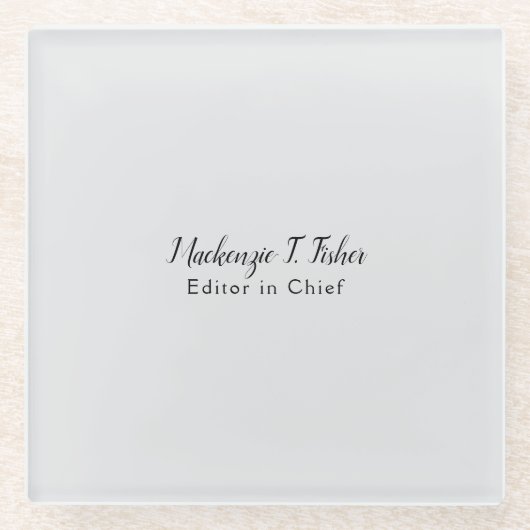 Klassieke kalligrafie Elegant Plain Simple Grey Glazen Onderzetter (Voorkant)