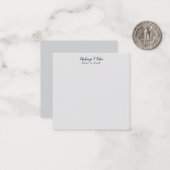 Klassieke kalligrafie Elegant Plain Simple Grey Notitiekaartje (Voorkant / Achterkant in situ)