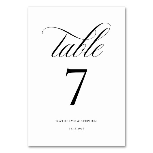 Klassieke kalligrafie Elegant Wedding Table Number Kaart (Achterkant)
