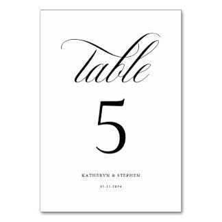 Klassieke kalligrafie Elegant Wedding Table Number Kaart