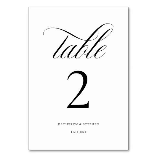 Klassieke kalligrafie Elegant Wedding Table Number Kaart (Achterkant)