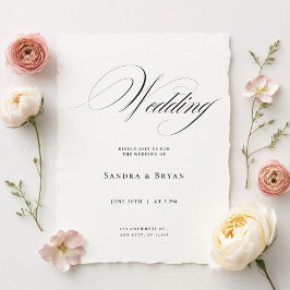 Klassieke kalligrafie Elegante bruiloft uitnodigin Kaart