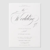 Klassieke Kalligrafie Elegante zwarte script bruil Vellum Uitnodigingen (Voorkant)