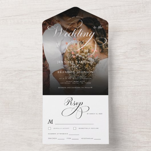 Klassieke kalligrafie en donkere foto's Elegant We All In One Uitnodiging (Binnen)