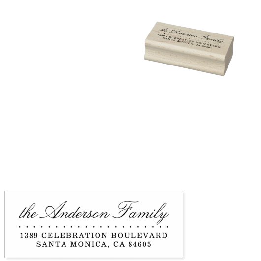 Klassieke kalligrafie familienaam & retouradres rubberstempel (Gestempeld)