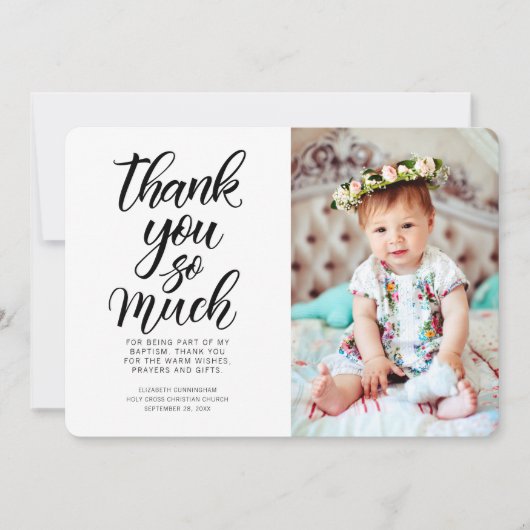 Klassieke kalligrafie Foto Baptisme Hartelijk dank Bedankkaart (Voorkant)