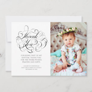 Klassieke kalligrafie Foto Baptisme Hartelijk dank Bedankkaart