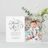 Klassieke kalligrafie Foto Baptisme Hartelijk dank Bedankkaart (Staand voorkant)