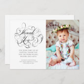 Klassieke kalligrafie Foto Baptisme Hartelijk dank Bedankkaart (Voorkant / Achterkant)