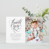Klassieke kalligrafie Foto Baptisme Hartelijk dank Bedankkaart (Staand voorkant)