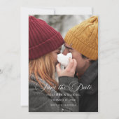 Klassieke kalligrafie Foto Bruiloft Save the Date (Voorkant)