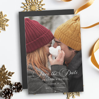 Klassieke kalligrafie Foto Bruiloft Save the Date Magnetische Uitnodiging