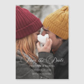 Klassieke kalligrafie Foto Bruiloft Save the Date Magnetische Uitnodiging (Voorkant)