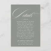 Klassieke Kalligrafie Grijs Groen Trouwdetails Informatiekaartje (Voorkant)