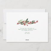 Klassieke kalligrafie JOY Botanische Kerstfoto Feestdagenkaart (Achterkant)