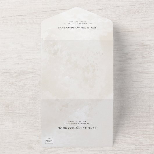 Klassieke kalligrafie Marble Classy Elegant Weddin All In One Uitnodiging (Buitenkant)