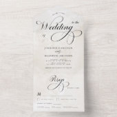 Klassieke kalligrafie Marble Classy Elegant Weddin All In One Uitnodiging (Binnen)