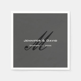 Klassieke Kalligrafie Monogram Bruiloftsgrijs Servet