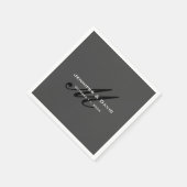 Klassieke Kalligrafie Monogram Bruiloftsgrijs Servet (Hoek)