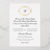 Klassieke kalligrafie Monogram Gold Deco Wedding Folie Uitnodiging (Voorkant)