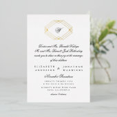 Klassieke kalligrafie Monogram Gold Deco Wedding Folie Uitnodiging (Staand Voorkant)