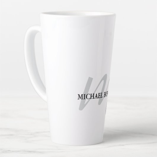 Klassieke kalligrafie monogram professioneel latte mok (Linkerhoek)