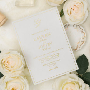 Klassieke kalligrafie Monogram Weddenschap Gold Folie Uitnodiging