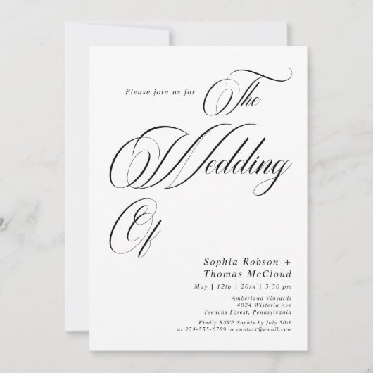 Klassieke kalligrafie Oud geld bruiloft Kaart (Voorkant)