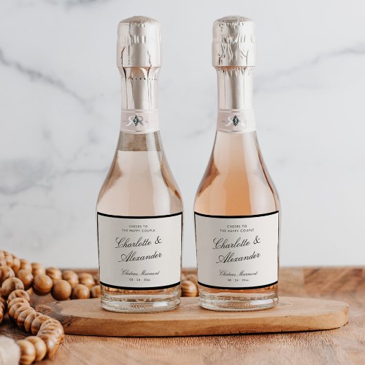 Klassieke kalligrafie Oud geld bruiloft Sparkling Wijnetiket