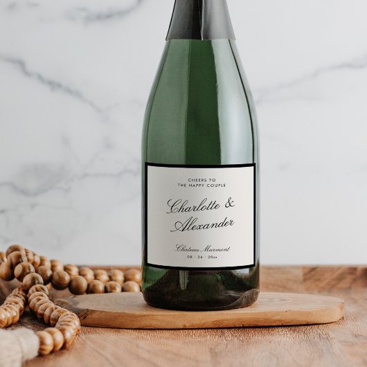 Klassieke kalligrafie Oud geld bruiloft Sparkling Wijnetiket