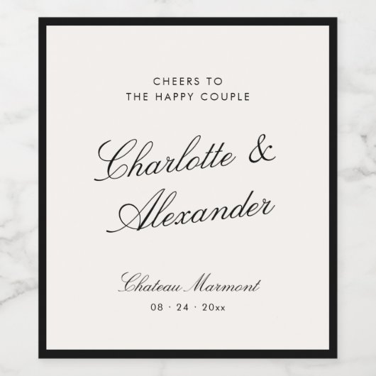 Klassieke kalligrafie Oud geld bruiloft Wijn Etiket (Enkel label)