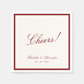 Klassieke Kalligrafie Oud Geld Diep Rood Trouwen Servet (Voorkant)