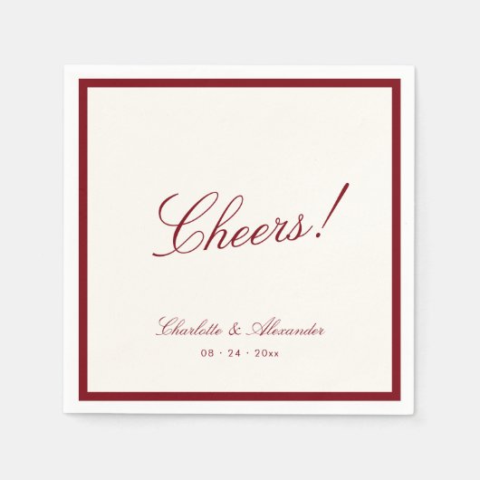 Klassieke Kalligrafie Oud Geld Diep Rood Trouwen Servet (Voorkant)