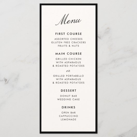 Klassieke kalligrafie Oud geld Menu (Voorkant)