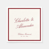 Klassieke kalligrafie Oude Rijkdom Dieprode Huweli Servet (Voorkant)