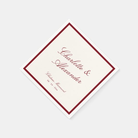 Klassieke kalligrafie Oude Rijkdom Dieprode Huweli Servet (Hoek)