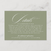 Klassieke kalligrafie Sage Groene Bruiloft Details Informatiekaartje (Voorkant)