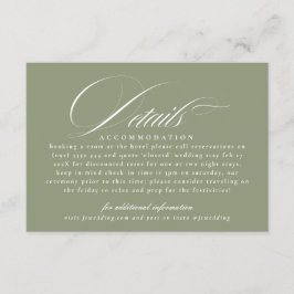 Klassieke kalligrafie Sage Groene Bruiloft Details Informatiekaartje